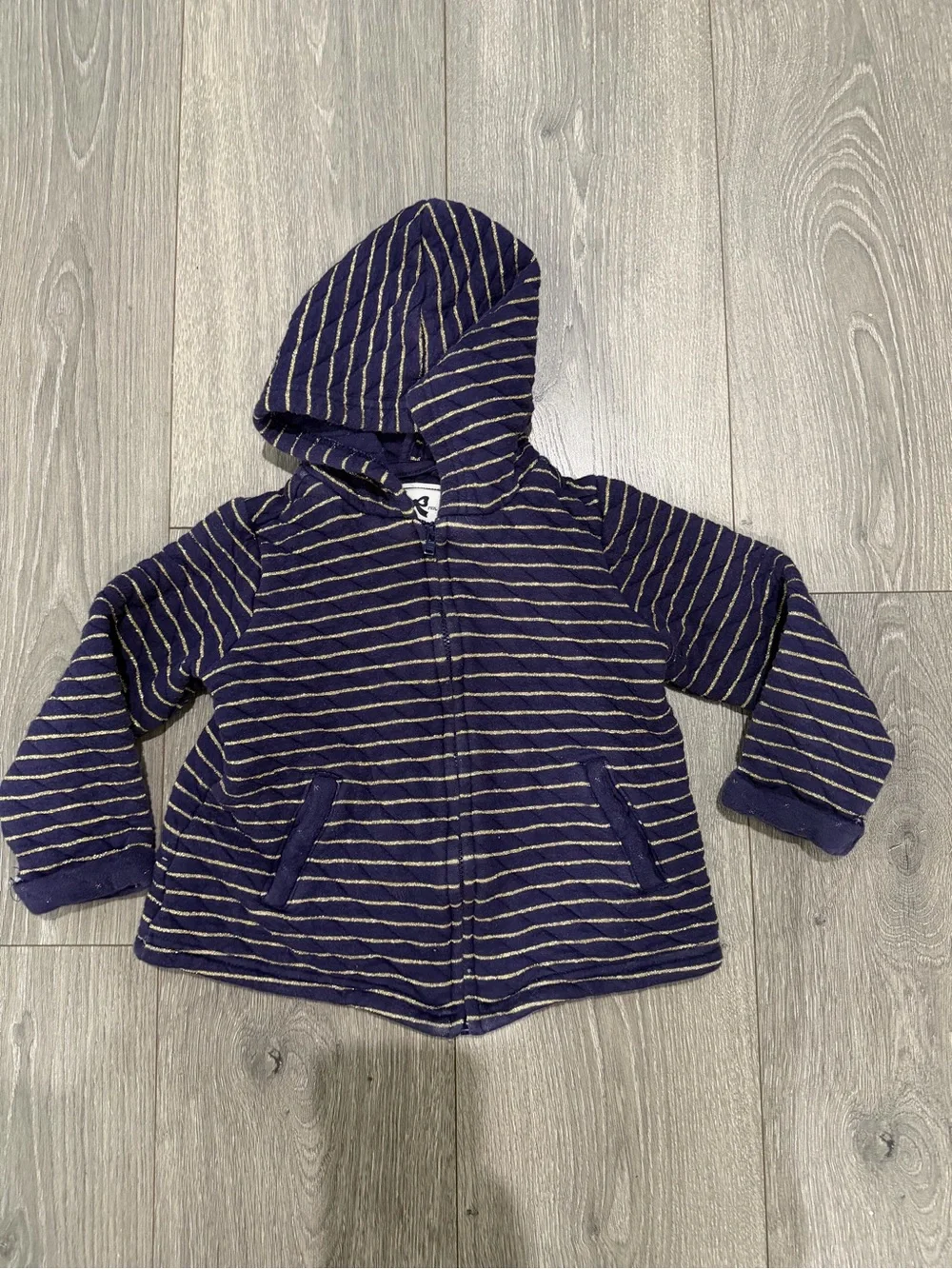 Gymboree Kids Navy Striped Hooded Zip Jacket size 3T
